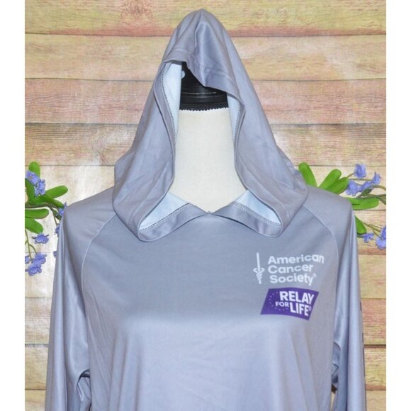 American Cancer Society Relay For Life Unisex M Purple Ombre Hooded Sweatshirt - Picture 2 of 13